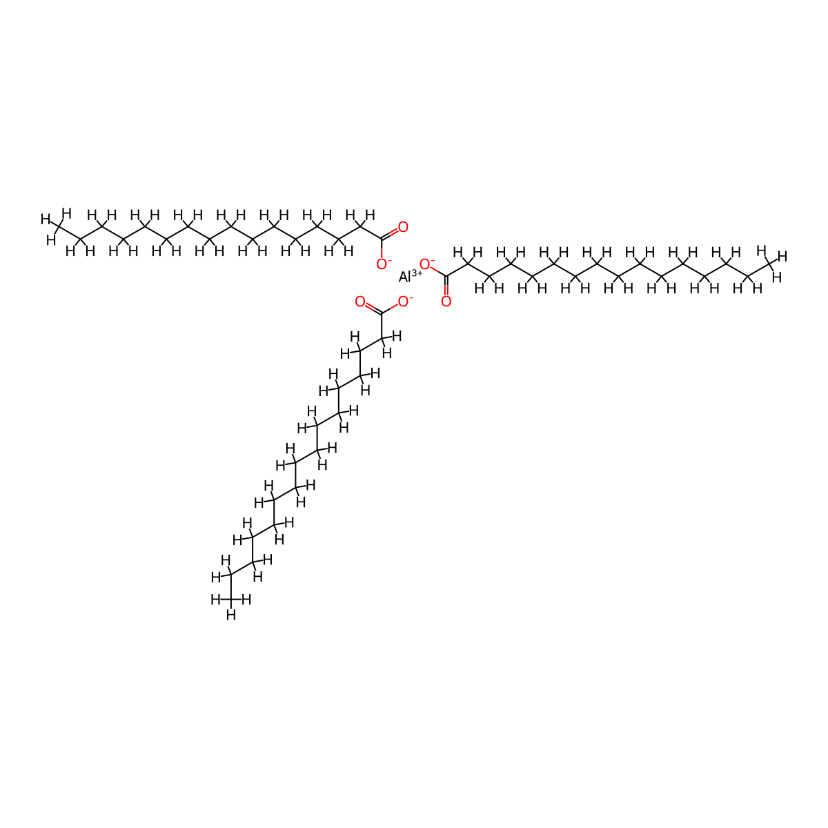 Aluminum palmitate molecular structure, CAS 555-35-1