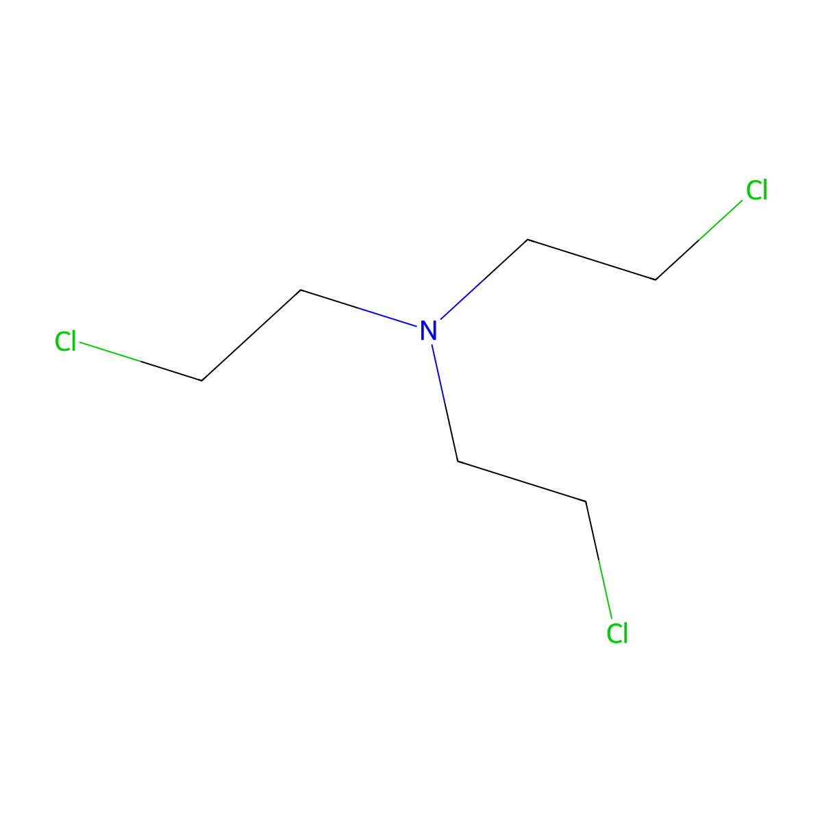 Tris(2-chloroethyl)amine molecular structure, CAS 555-77-1