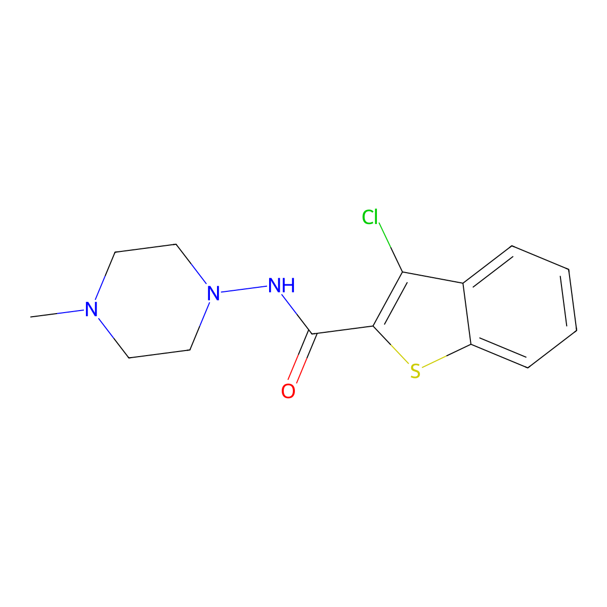 3-Chloro-n-(4-methylpiperazin-1-yl)-1-benzothiophene-2-carboxamide molecular structure, CAS 5550-17-4