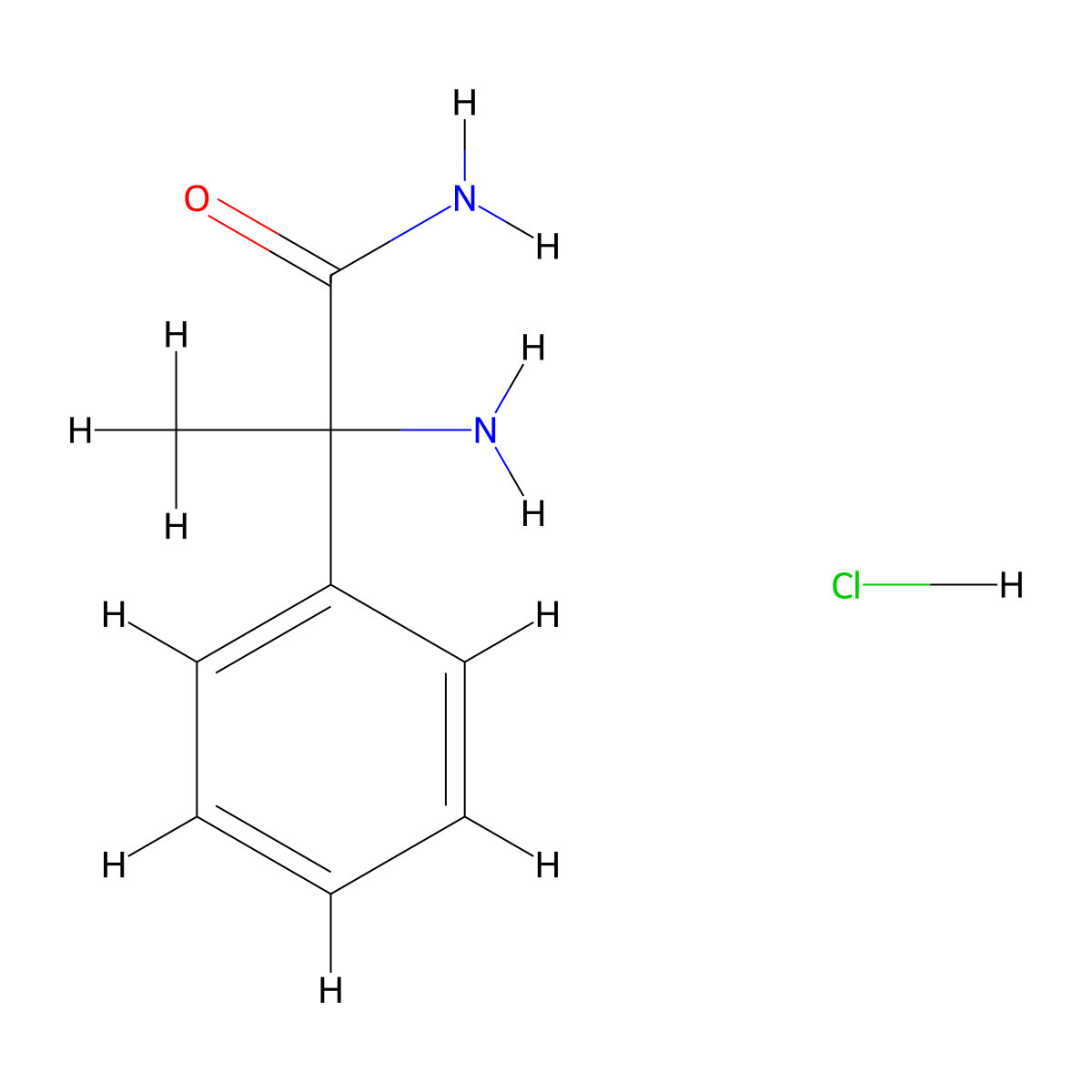 2-Amino-2-phenylpropanamide hydrochloride molecular structure, CAS 5550-45-8