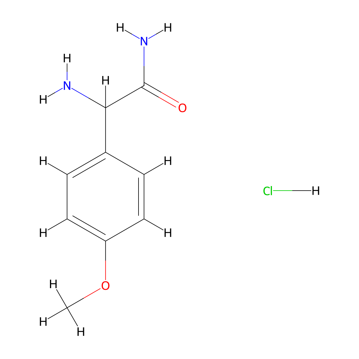 2-Amino-2-(4-methoxyphenyl)acetamide hydrochloride molecular structure, CAS 5550-46-9