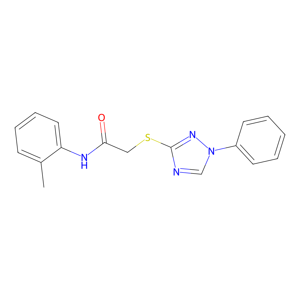 N-(2-methylphenyl)-2-[(1-phenyl-1,2,4-triazol-3-yl)sulfanyl]acetamide molecular structure, CAS 5550-62-9