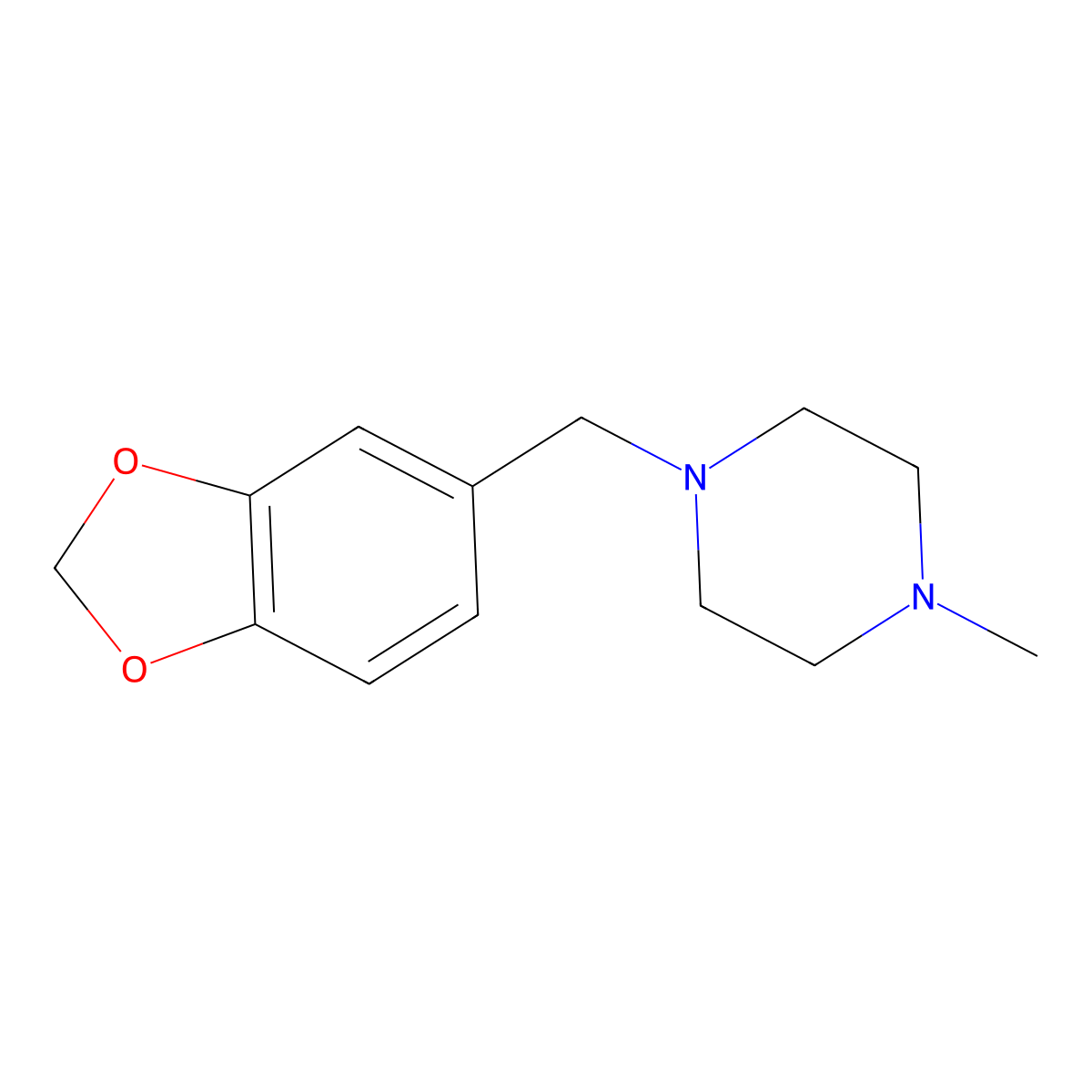 Piperazine, 1-methyl-4-(3,4-methylenedioxybenzyl)- molecular structure, CAS 55500-12-4