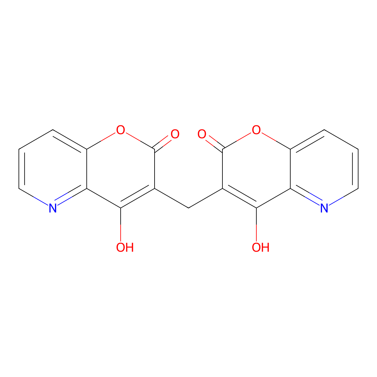 2H-Pyrano(3,2-b)pyridin-2-one, 3,3'-methylenebis(4-hydroxy- molecular structure, CAS 55502-24-4