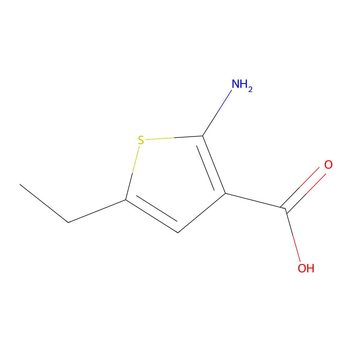2-Amino-5-ethylthiophene-3-carboxylic acid molecular structure, CAS 55502-94-8