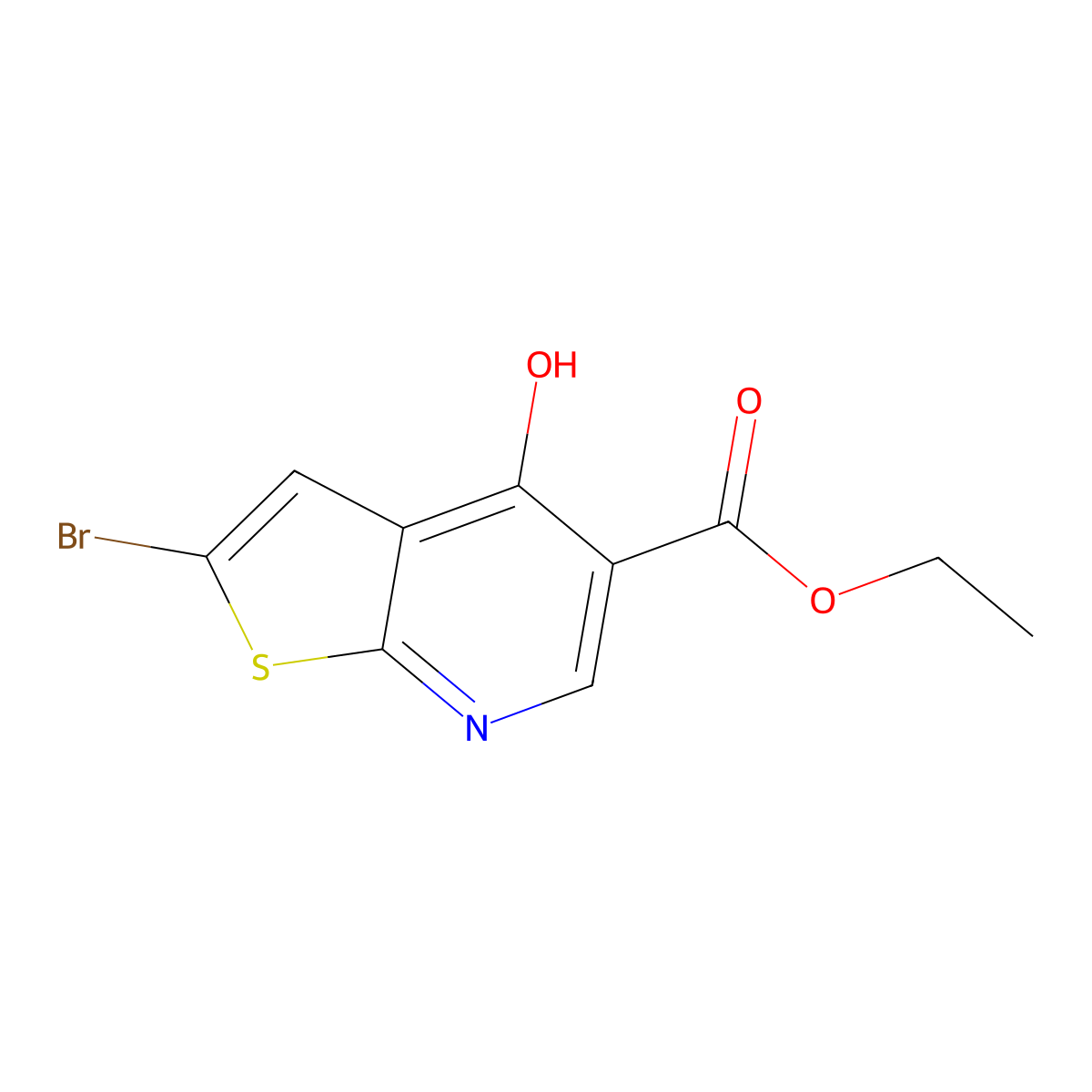 Ethyl 2-bromo-4-oxo-4,7-dihydrothieno[2,3-b]pyridine-5-carboxylate molecular structure, CAS 55503-18-9