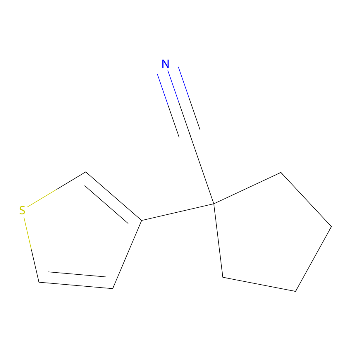 alpha-(3-Thienyl)-alpha,alpha-cyclotetramethylene-acetonitrile molecular structure, CAS 55504-26-2