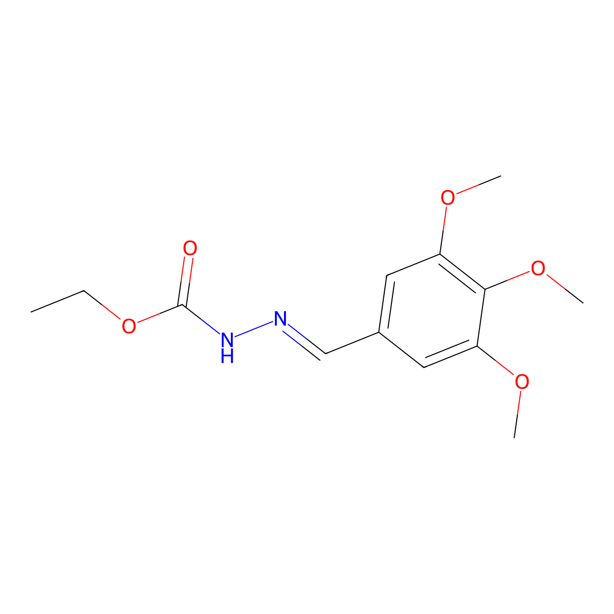 ethyl N-[(3,4,5-trimethoxyphenyl)methylideneamino]carbamate molecular structure, CAS 55508-76-4