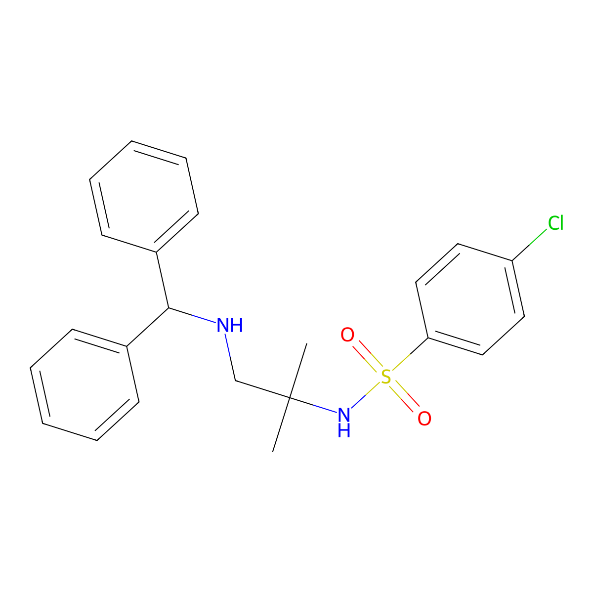 N-[1-(benzhydrylamino)-2-methylpropan-2-yl]-4-chlorobenzenesulfonamide molecular structure, CAS 5551-85-9