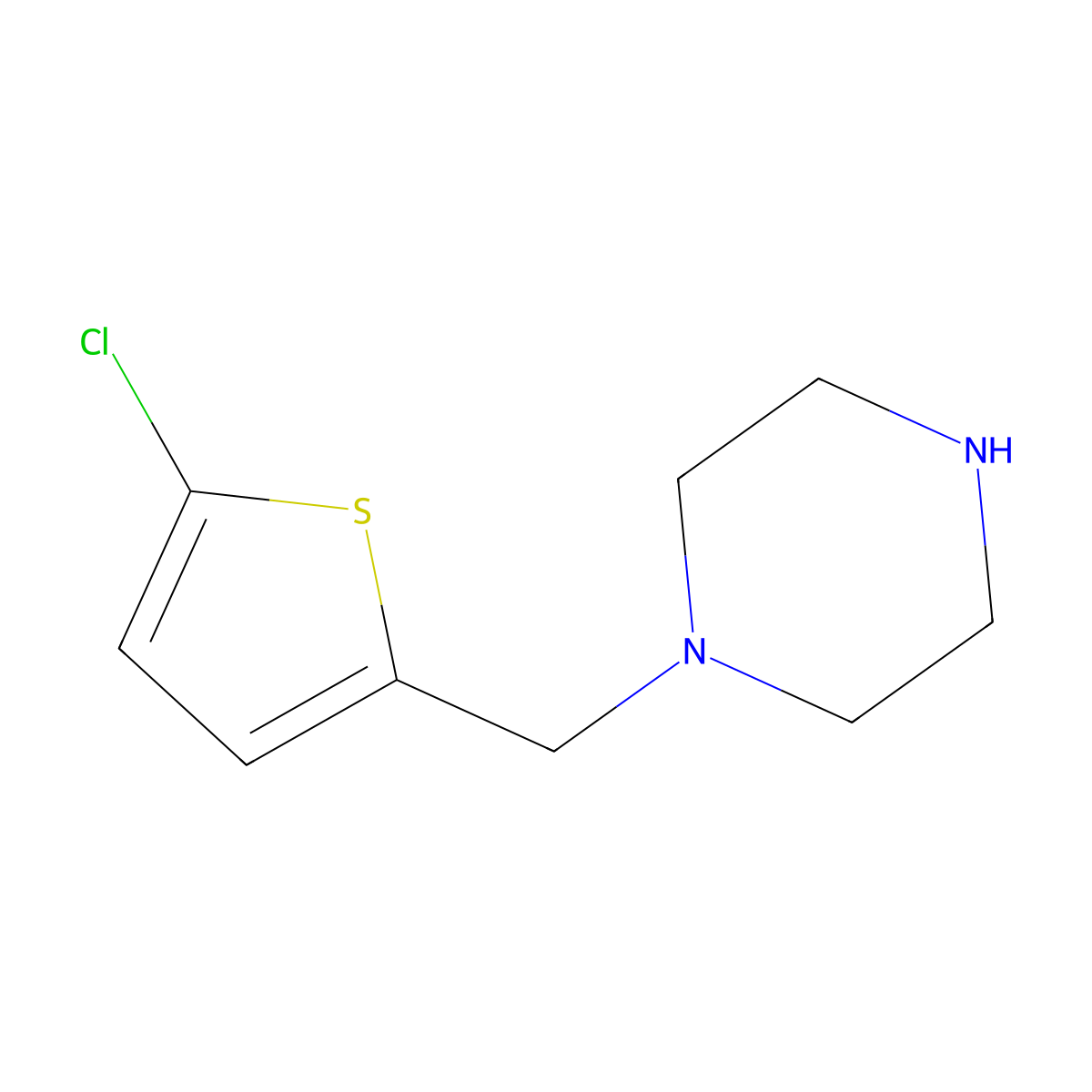 1-[(5-Chlorothiophen-2-yl)methyl]piperazine molecular structure, CAS 55513-18-3