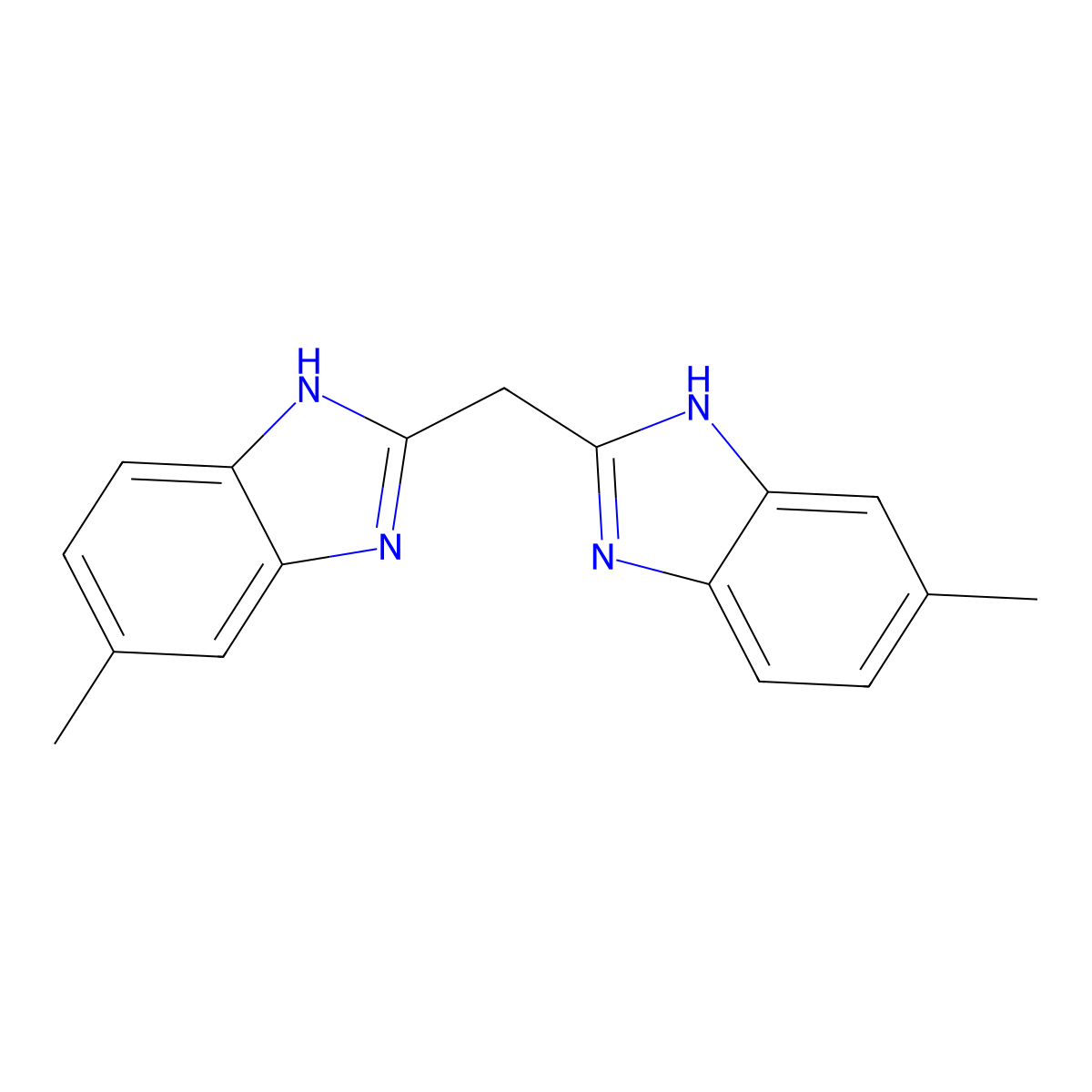 5-methyl-2-[(6-methyl-1H-benzimidazol-2-yl)methyl]-1H-benzimidazole molecular structure, CAS 55514-08-4