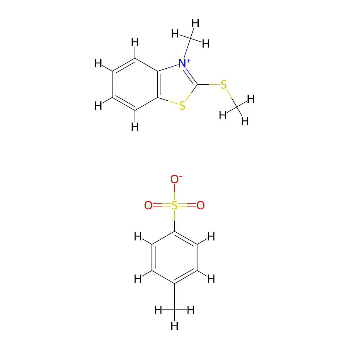 Benzothiazolium, 3-methyl-2-(methylthio)-, 4-methylbenzenesulfonate (1:1) molecular structure, CAS 55514-14-2