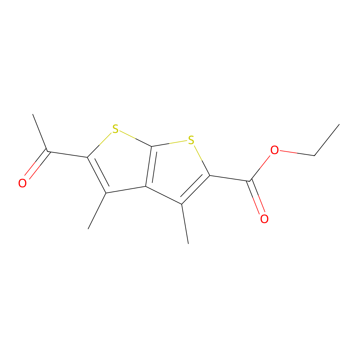 Ethyl 5-acetyl-3,4-dimethylthieno[2,3-b]thiophene-2-carboxylate molecular structure, CAS 555154-25-1