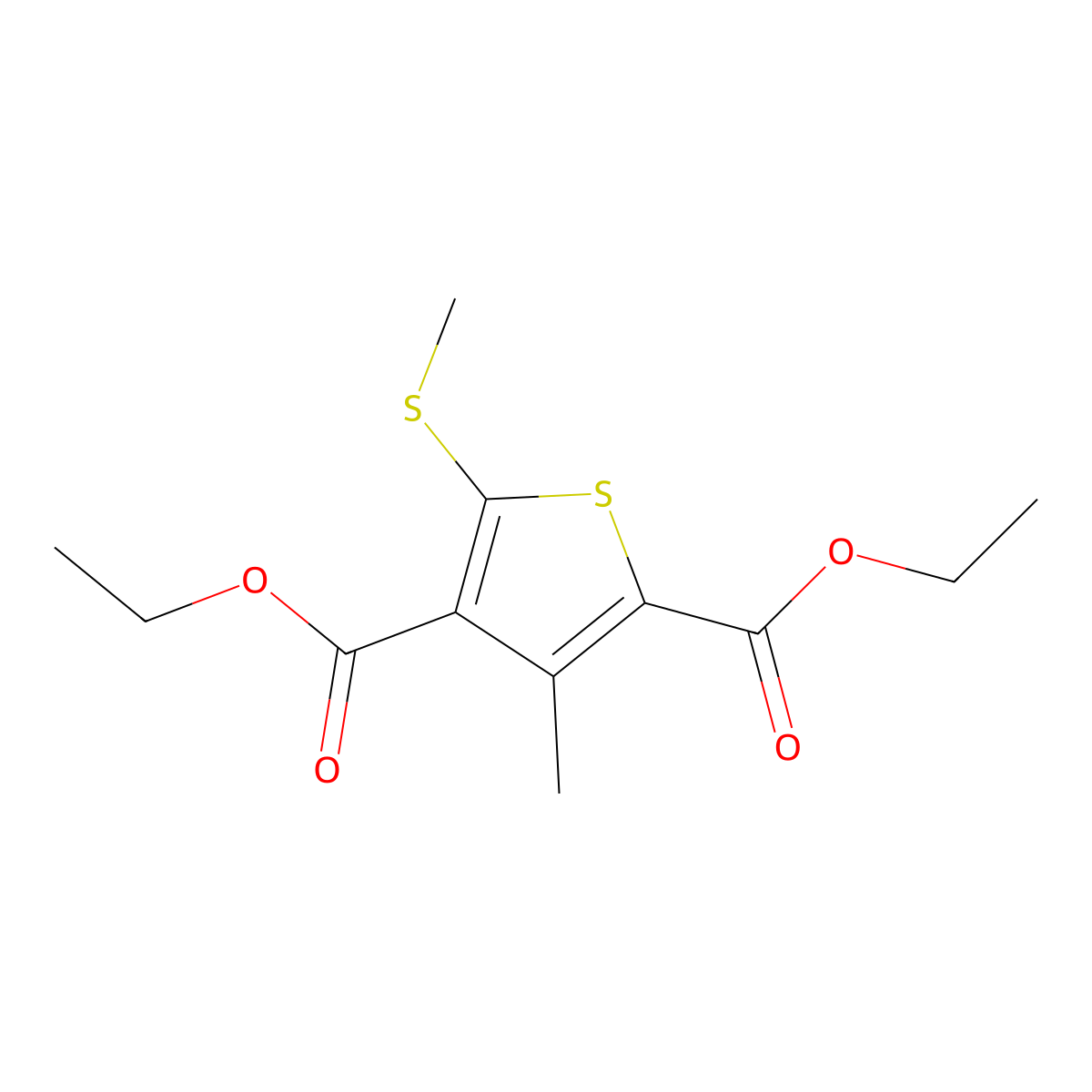 Diethyl 3-methyl-5-(methylsulfanyl)-2,4-thiophenedicarboxylate molecular structure, CAS 555154-33-1