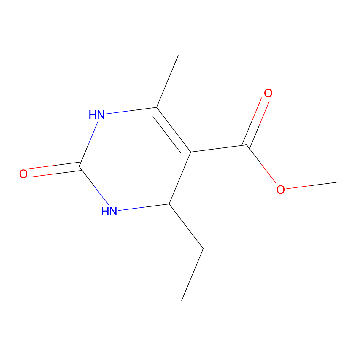 Methyl 4-ethyl-6-methyl-2-oxo-1,2,3,4-tetrahydropyrimidine-5-carboxylate molecular structure, CAS 555154-41-1