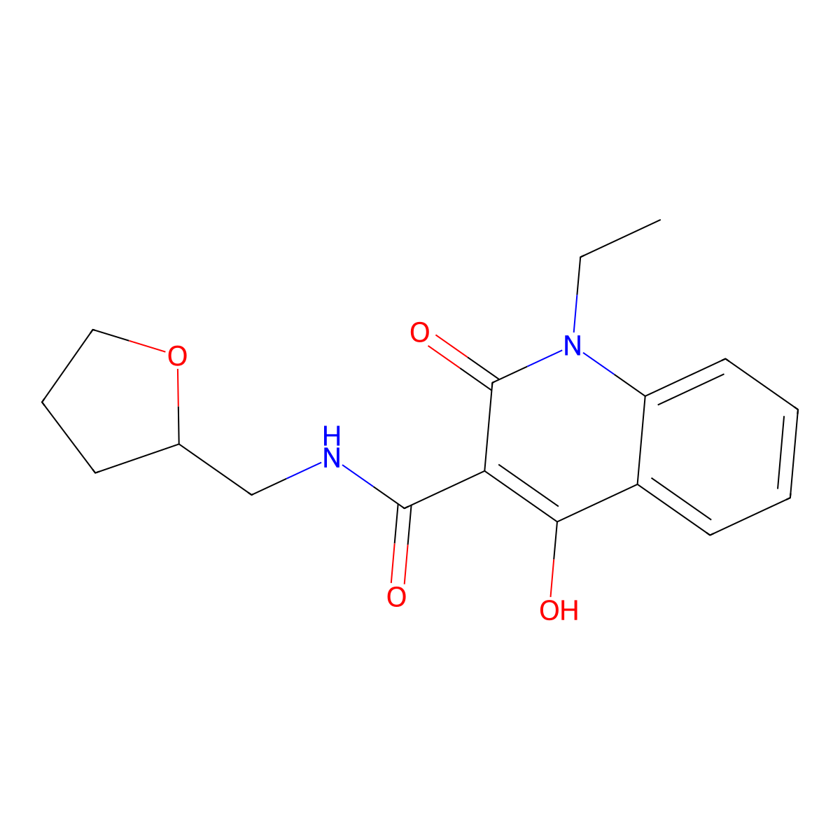 1-Ethyl-4-hydroxy-2-oxo-N-[(oxolan-2-yl)methyl]-1,2-dihydroquinoline-3-carboxamide molecular structure, CAS 5552-55-6