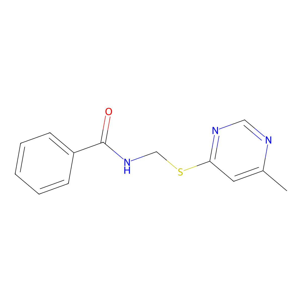 N-[[(6-methyl-4-pyrimidinyl)thio]methyl]benzamide molecular structure, CAS 5552-57-8