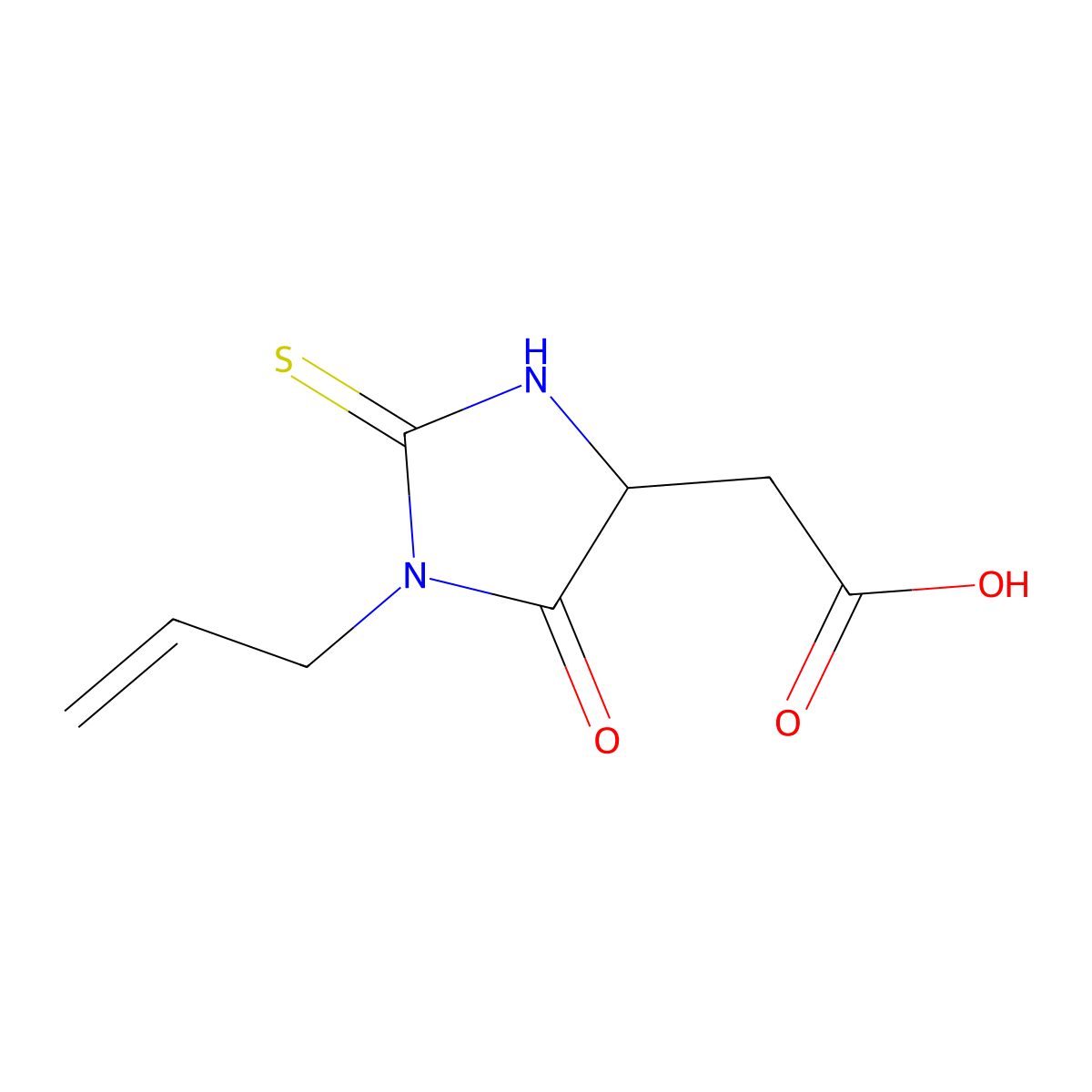 (1-Allyl-5-oxo-2-thioxo-imidazolidin-4-yl)-acetic acid molecular structure, CAS 55523-05-2