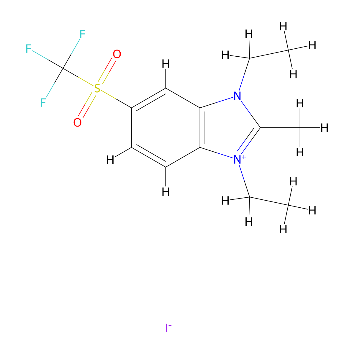 1,3-Diethyl-2-ME-5-(trifluoro-methanesulfonyl)-3H-benzoimidazol-1-ium, iodide molecular structure, CAS 55526-60-8