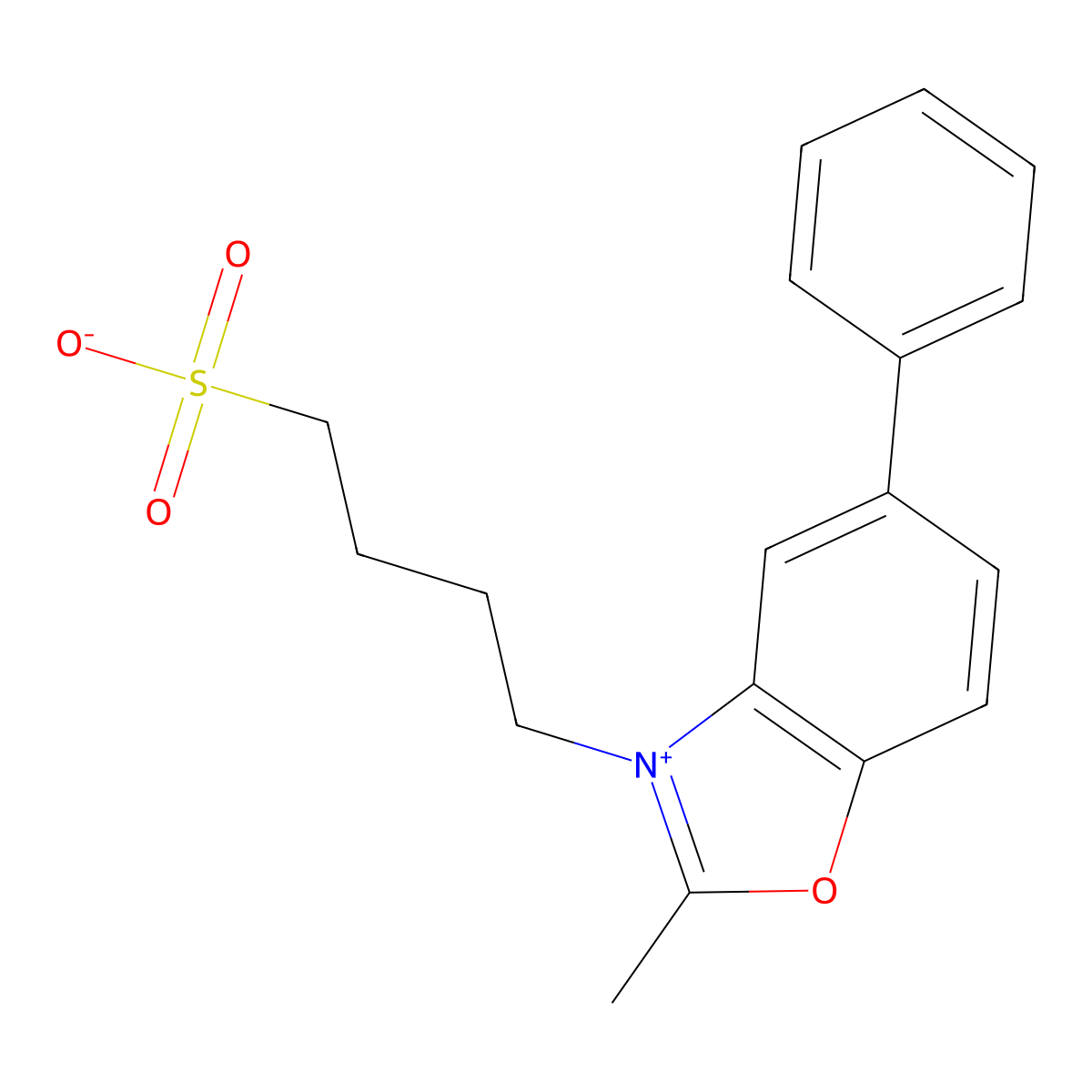 benzoxazolium, 2-methyl-5-phenyl-3-(4-sulfobutyl)-, inner salt molecular structure, CAS 55526-94-8