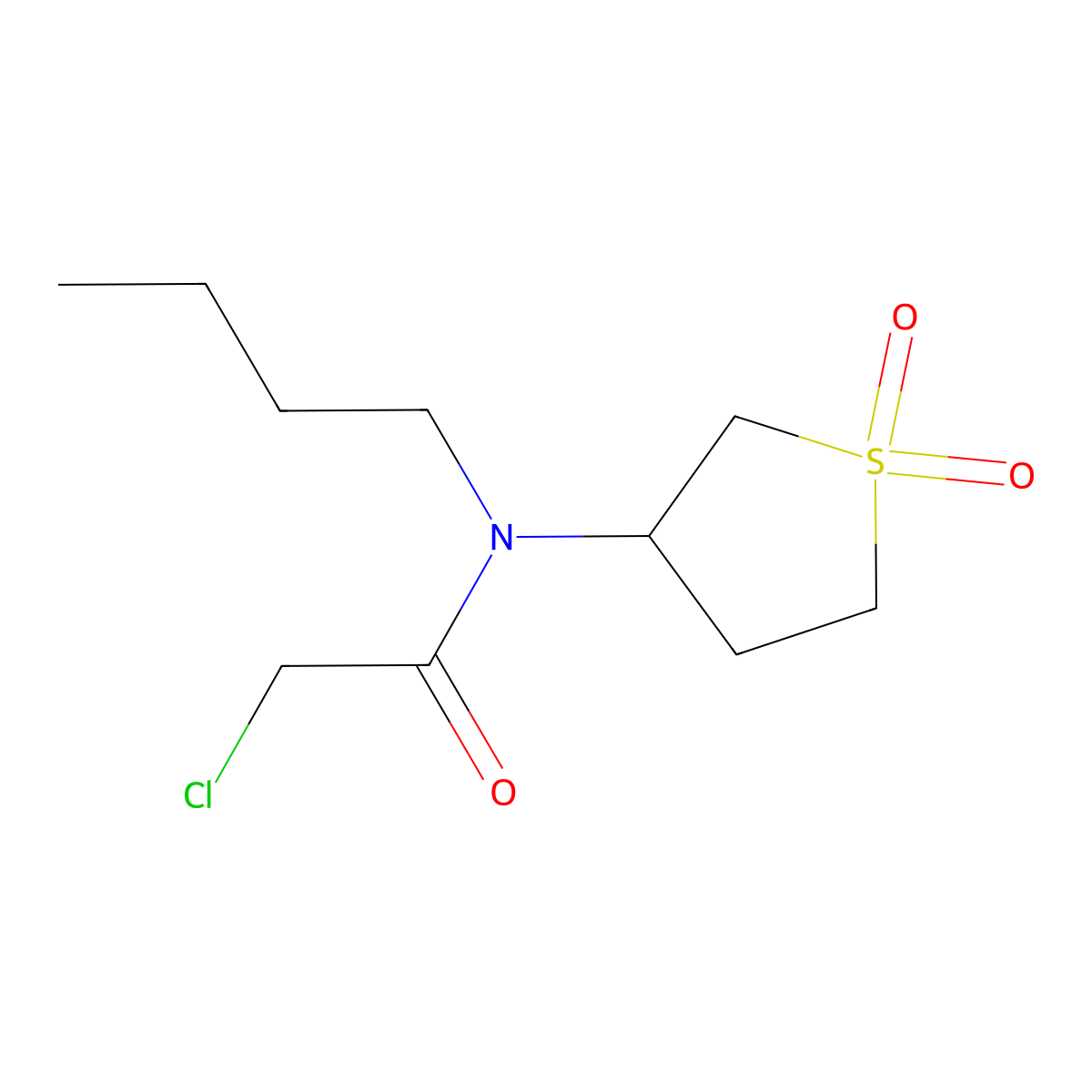 N-Butyl-2-chloro-N-(1,1-dioxidotetrahydrothiophen-3-yl)acetamide molecular structure, CAS 5553-31-1