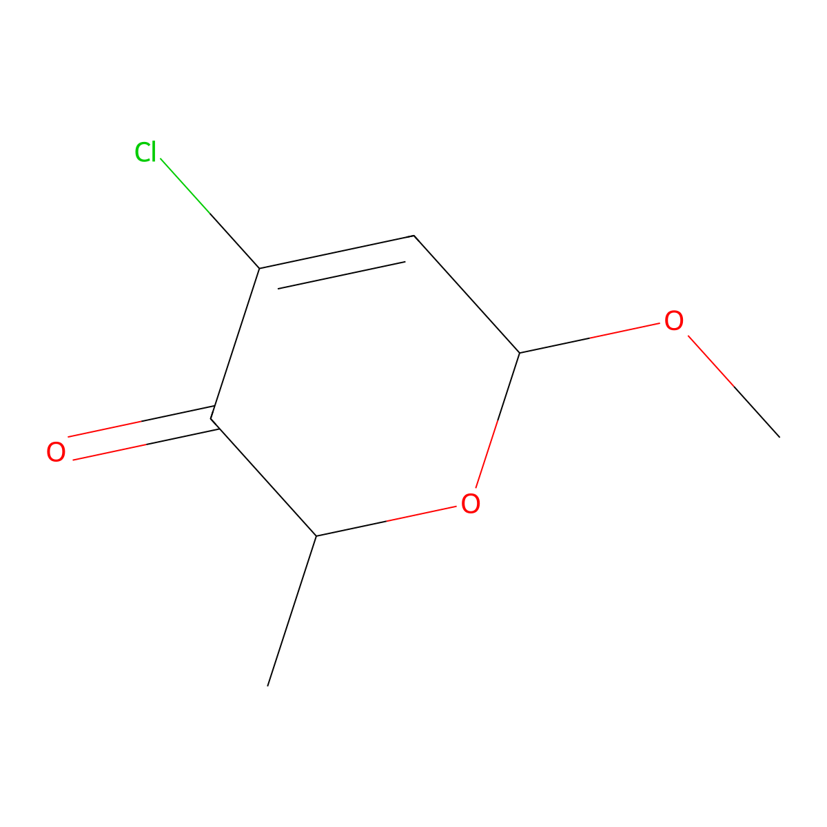 4-chloro-6-methoxy-2-methyl-2H-pyran-3(6H)-one molecular structure, CAS 55533-61-4
