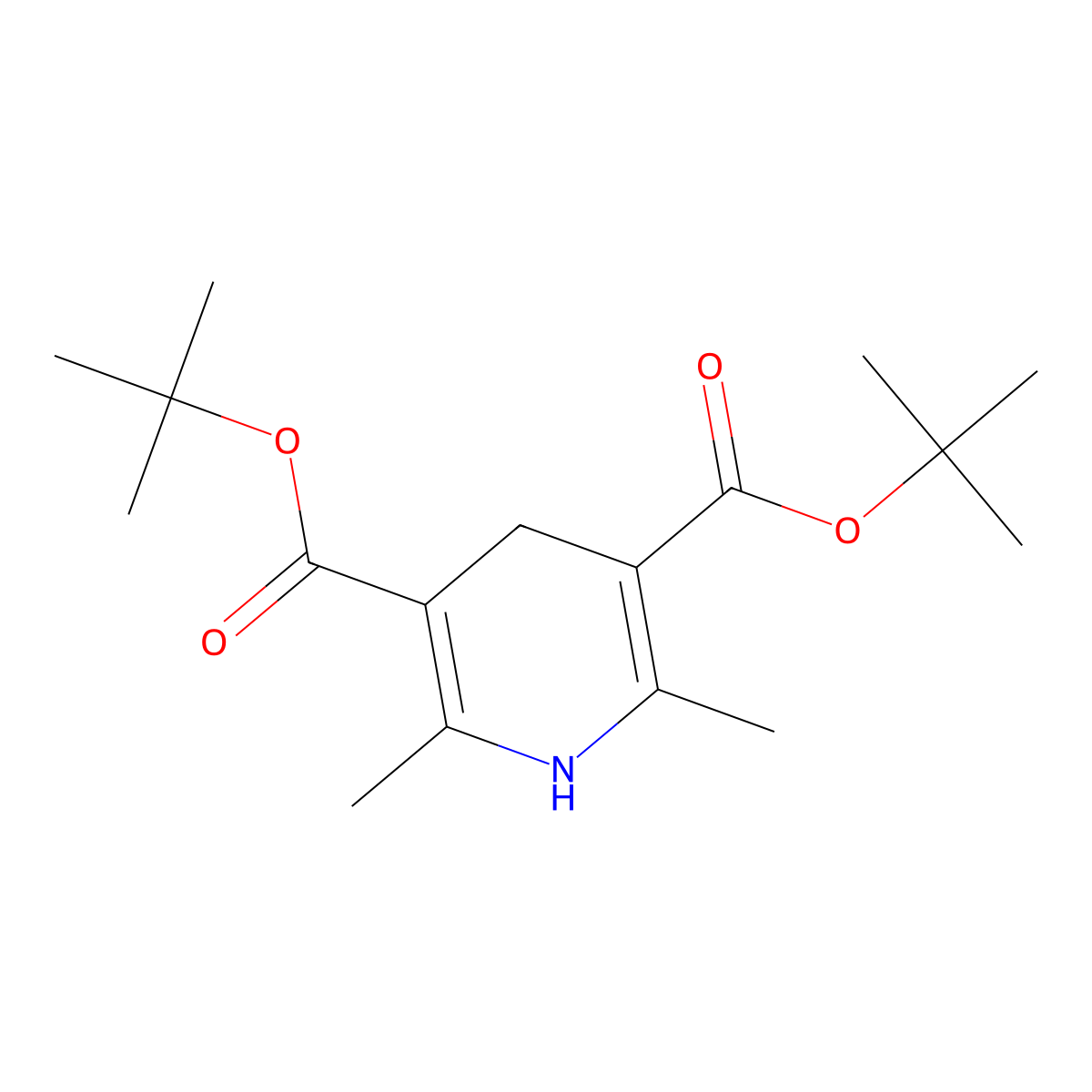 Di-tert-butyl 2,6-dimethyl-1,4-dihydropyridine-3,5-dicarboxylate molecular structure, CAS 55536-71-5