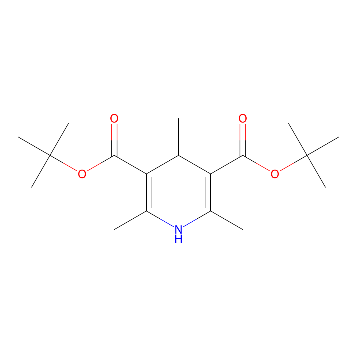 Di-tert-butyl 2,4,6-trimethyl-1,4-dihydropyridine-3,5-dicarboxylate molecular structure, CAS 55536-74-8