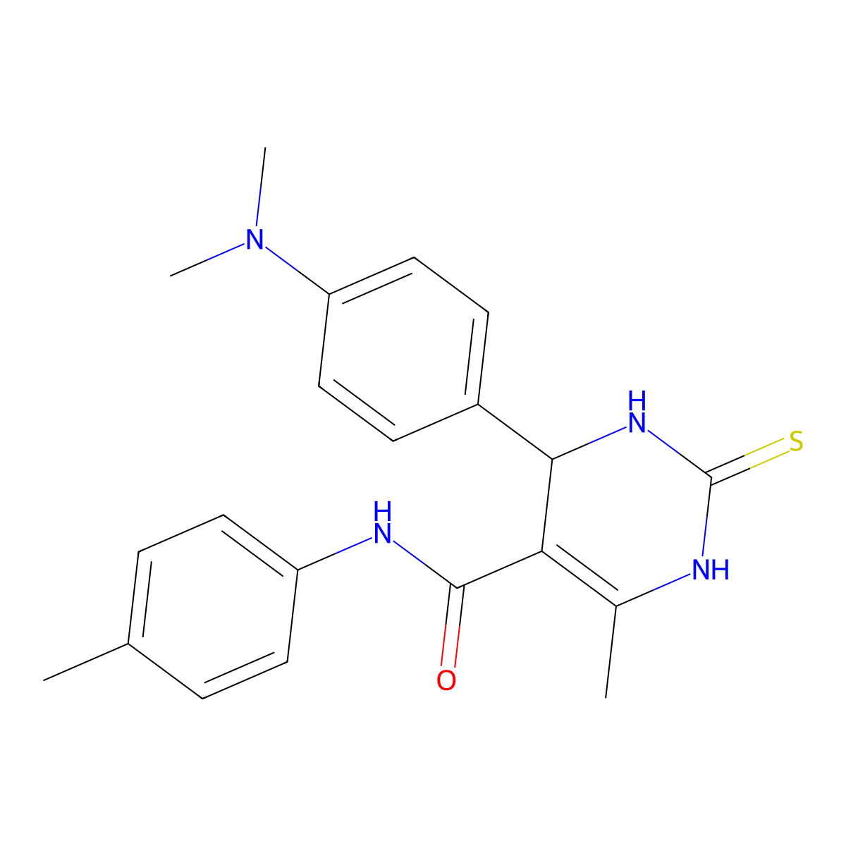4-(4-dimethylaminophenyl)-6-methyl-N-(4-methylphenyl)-2-sulfanylidene-3,4-dihydro-1H-pyrimidine-5-carboxamide molecular structure, CAS 5554-09-6