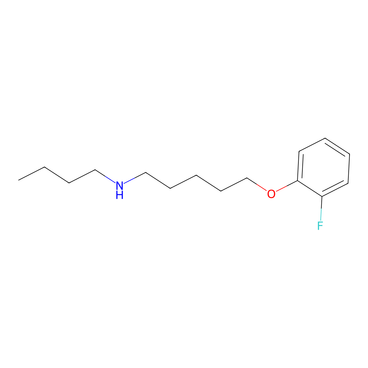 N-butyl-5-(2-fluorophenoxy)pentan-1-amine molecular structure, CAS 5554-50-7