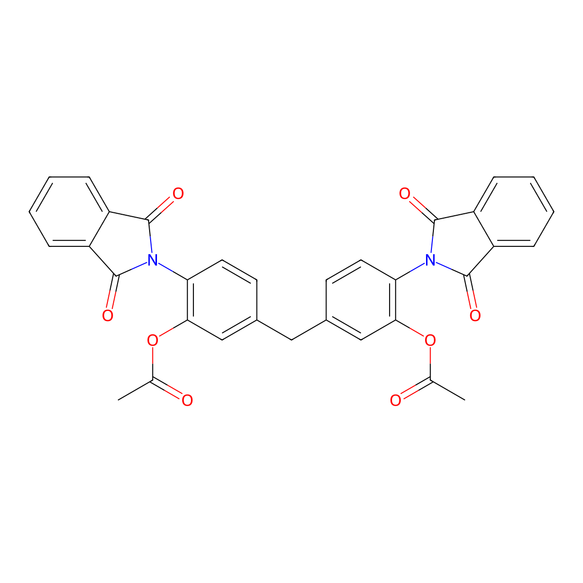 [5-[[3-Acetyloxy-4-(1,3-dioxoisoindol-2-yl)phenyl]methyl]-2-(1,3-dioxoisoindol-2-yl)phenyl] acetate molecular structure, CAS 5554-67-6