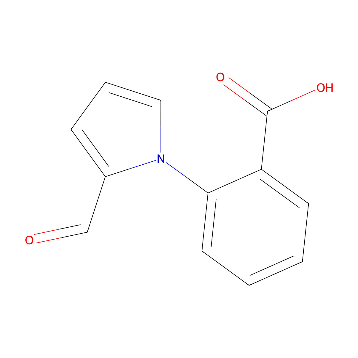 2-(2-formyl-1H-pyrrol-1-yl)benzoic acid molecular structure, CAS 55540-44-8