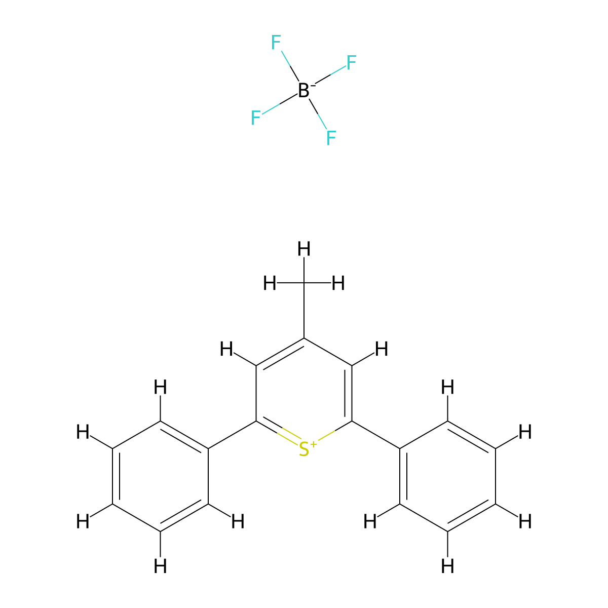 4-Methyl-2,6-diphenyl-1lambda4-thiopyran-1-ylium,tetrafluoroboranuide molecular structure, CAS 55548-94-2