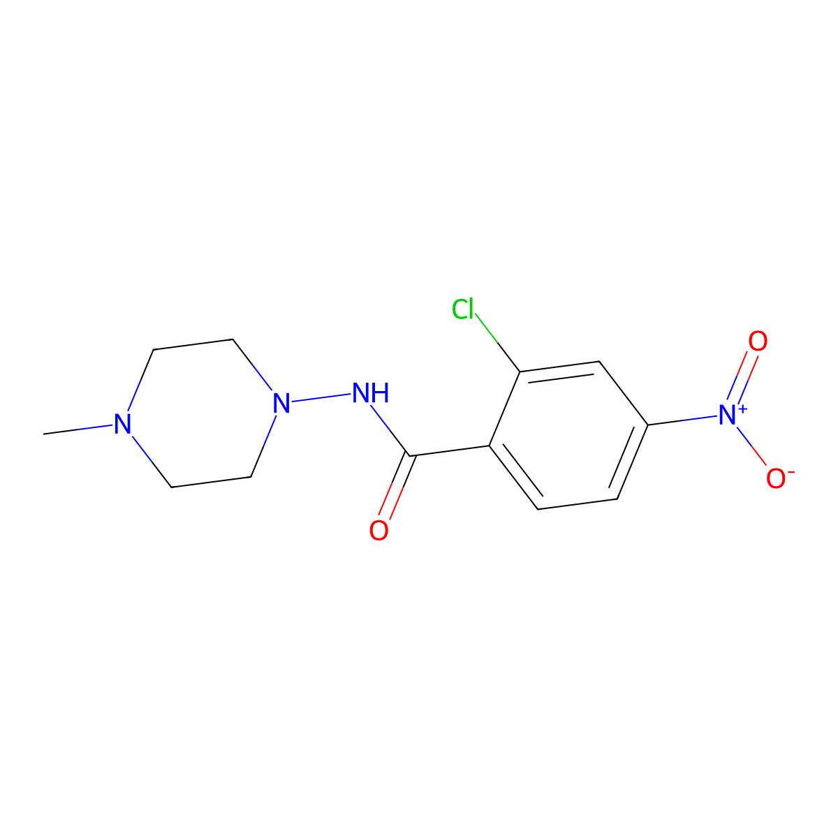 2-chloro-N-(4-methylpiperazin-1-yl)-4-nitrobenzamide molecular structure, CAS 5555-75-9