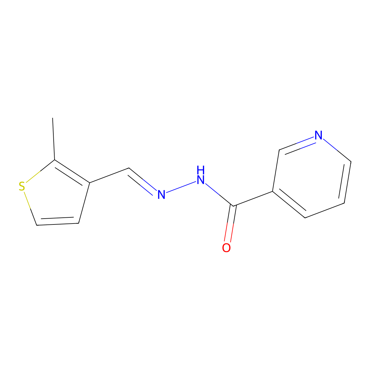 N-[(2-methylthiophen-3-yl)methylideneamino]pyridine-3-carboxamide molecular structure, CAS 5555-81-7