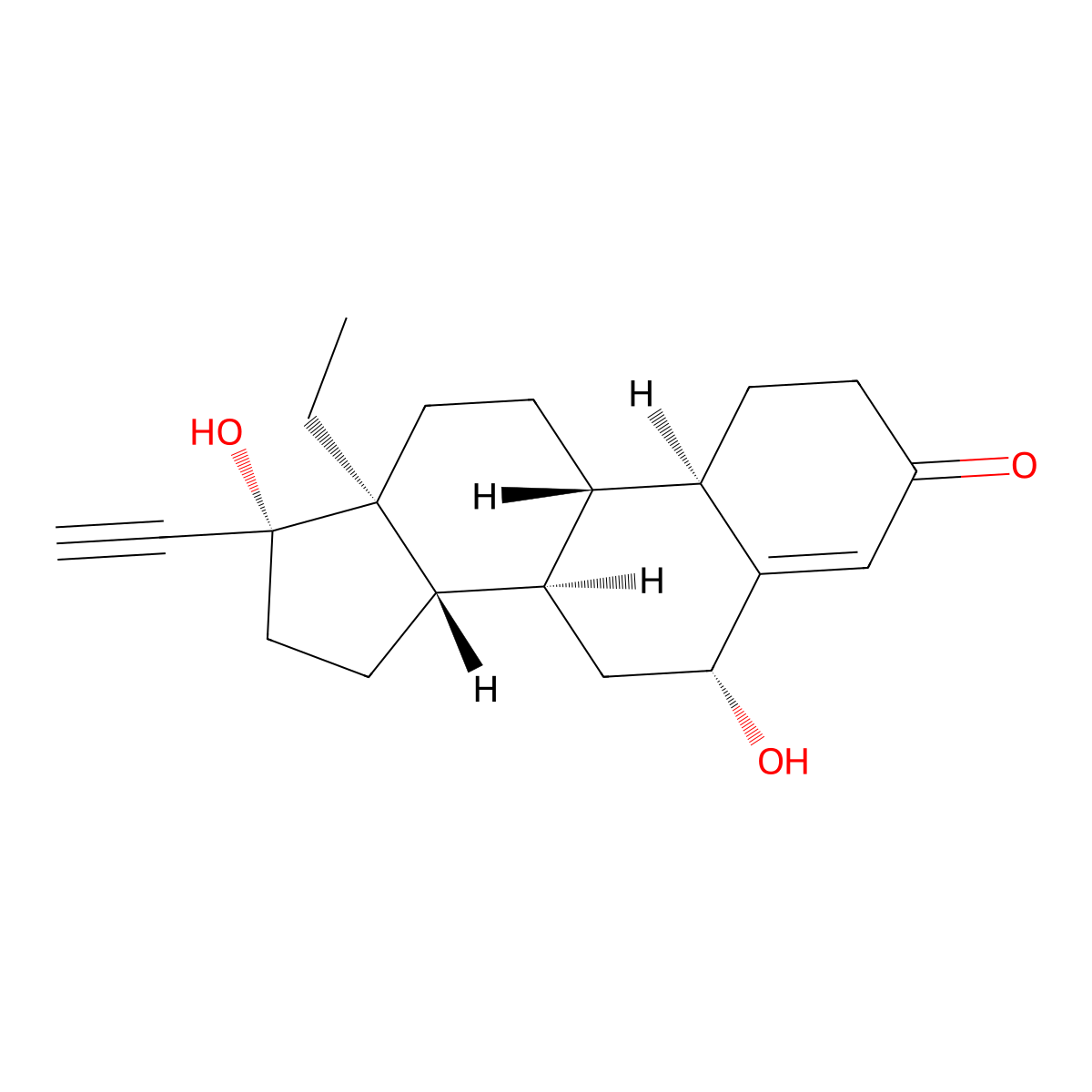 6beta-Hydroxylevonorgestrel molecular structure, CAS 55555-97-0