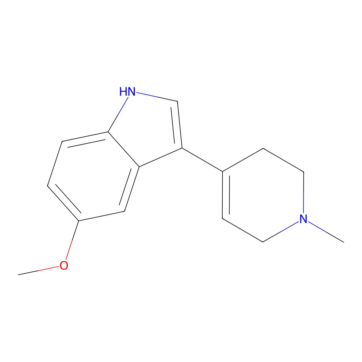 5-Methoxy-3-(1-methyl-1,2,3,6-tetrahydropyridin-4-yl)-1H-indole molecular structure, CAS 55556-41-7