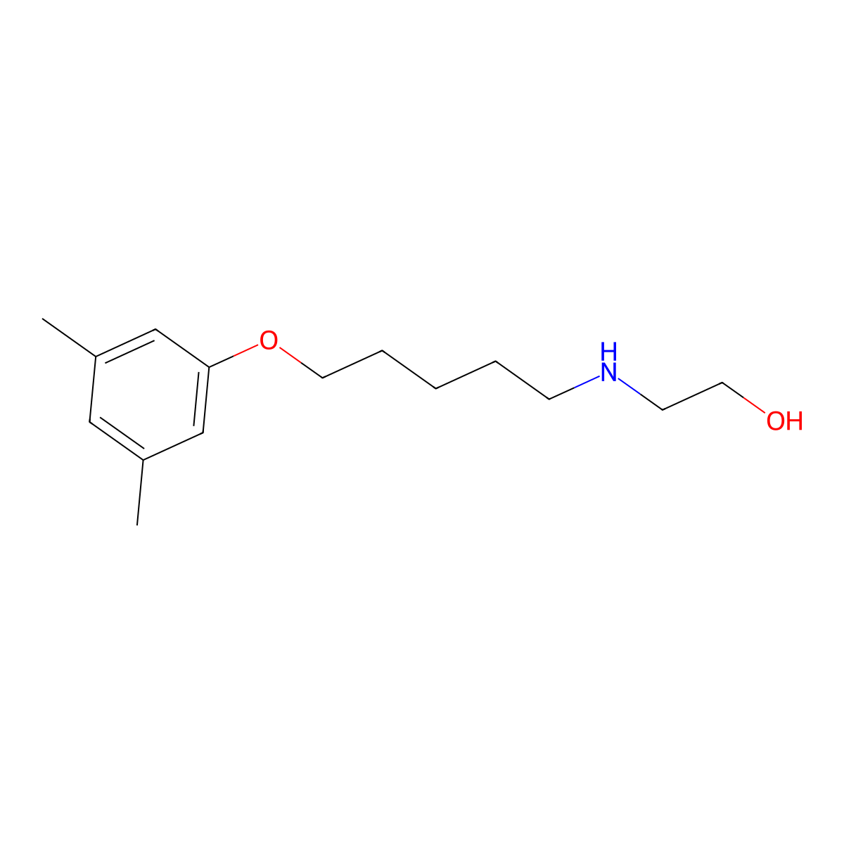 2-[5-(3,5-Dimethylphenoxy)pentylamino]ethanol molecular structure, CAS 5557-01-7