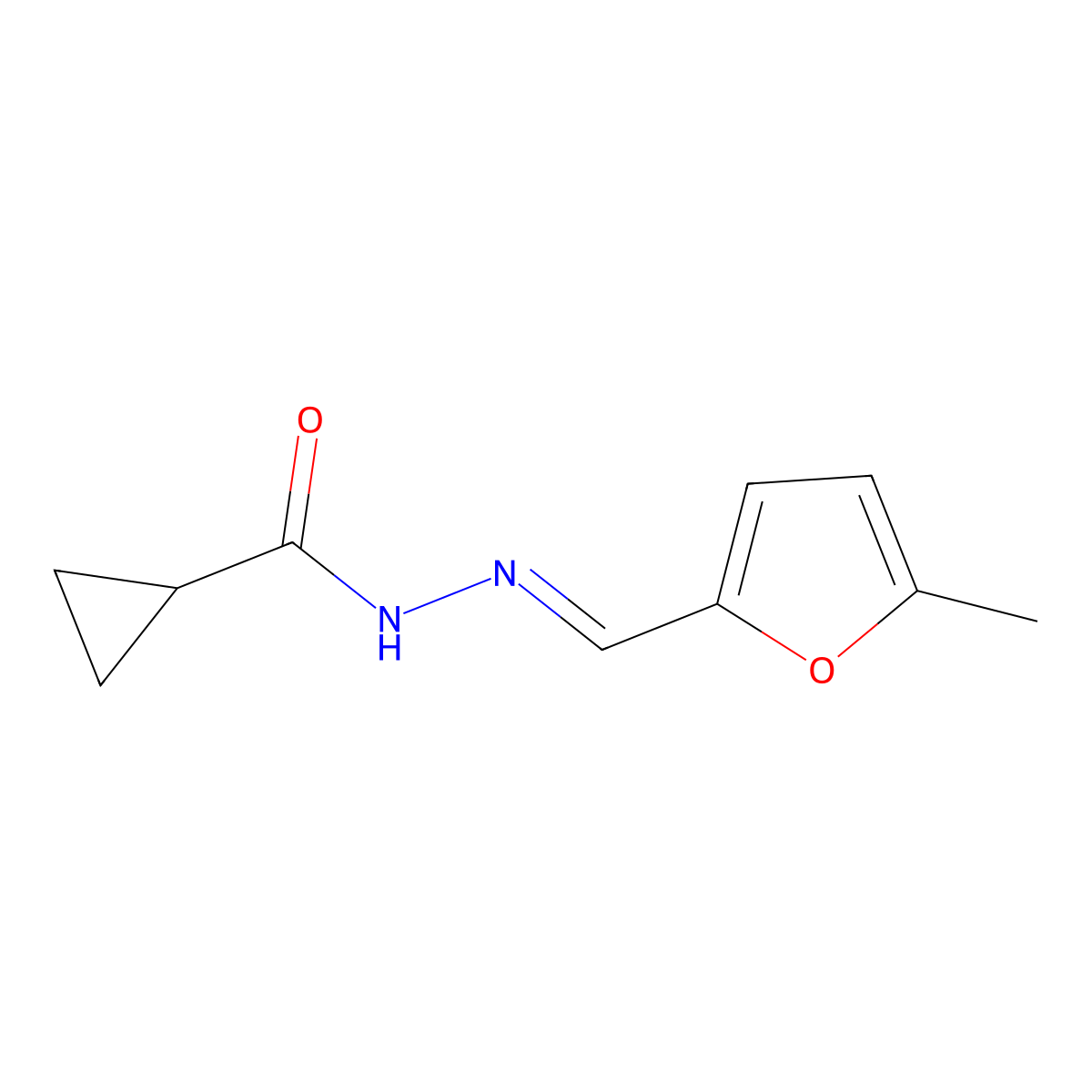 N-[(5-Methyl-2-furyl)methylideneamino]cyclopropanecarboxamide molecular structure, CAS 5557-51-7