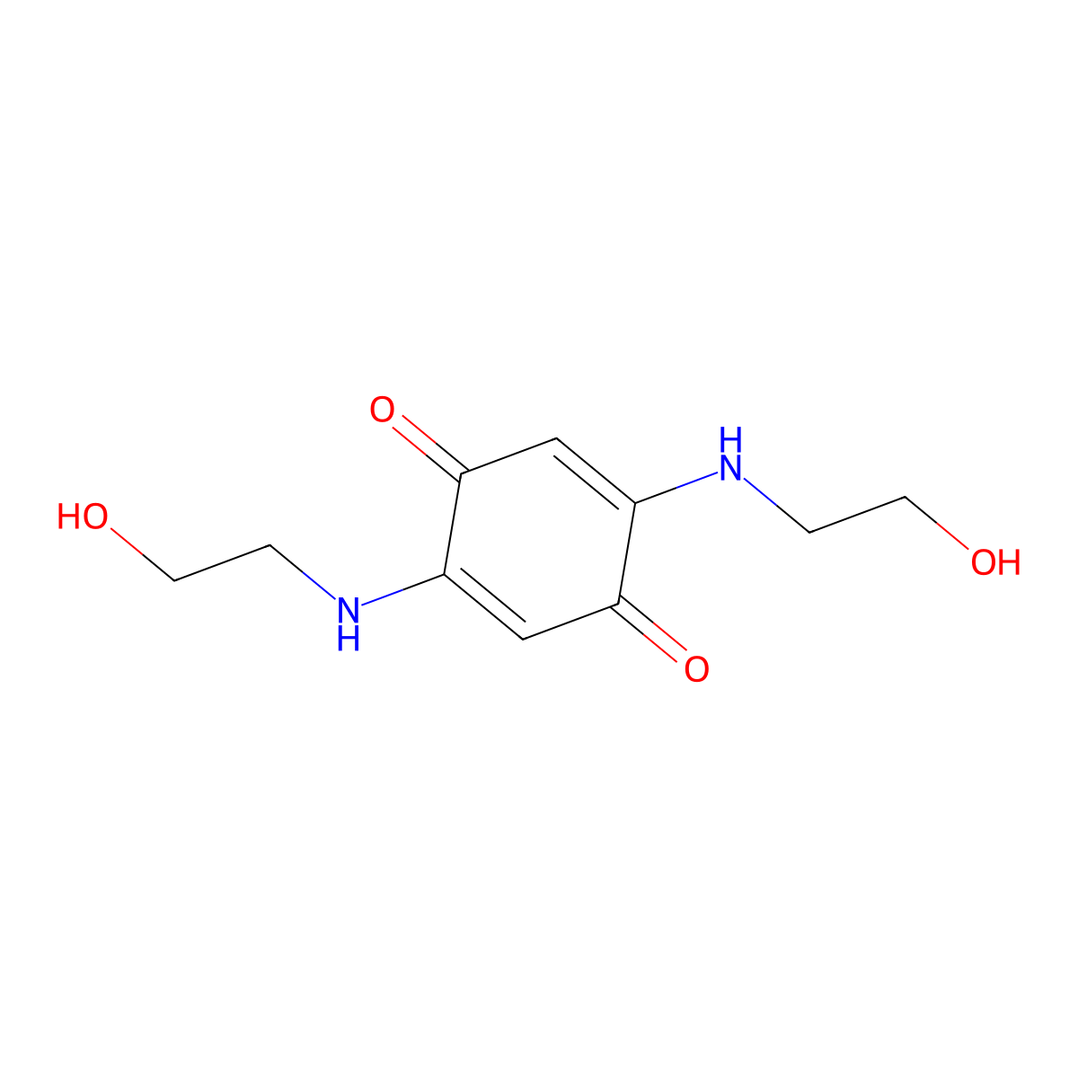 2,5-Bis[(2-hydroxyethyl)amino]cyclohexa-2,5-diene-1,4-dione molecular structure, CAS 5557-53-9