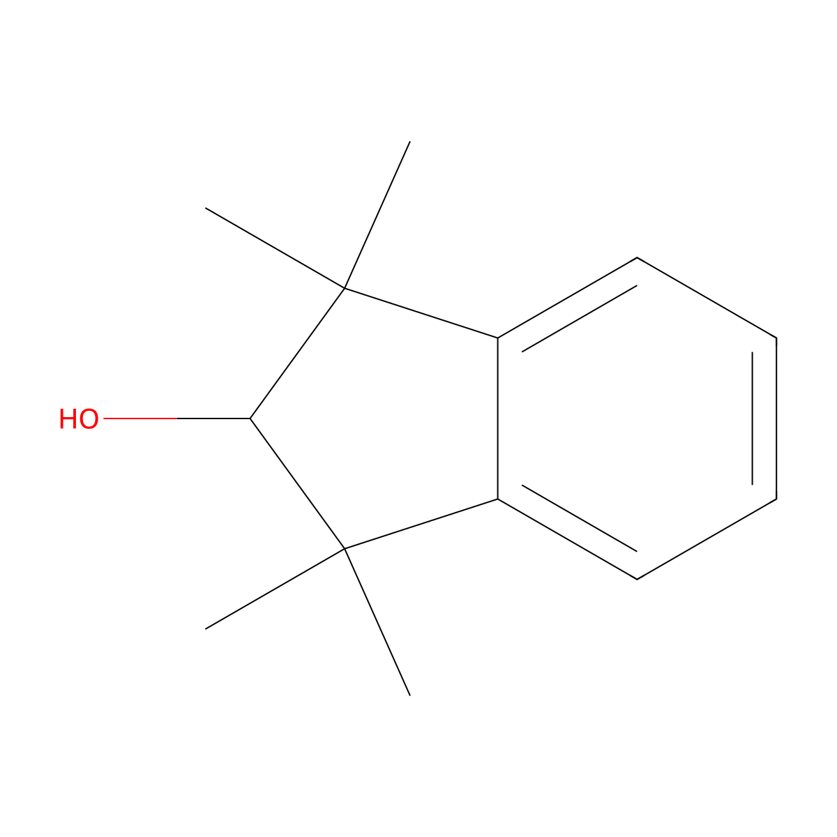 1,1,3,3-tetramethyl-2,3-dihydro-1H-inden-2-ol molecular structure, CAS 5557-90-4