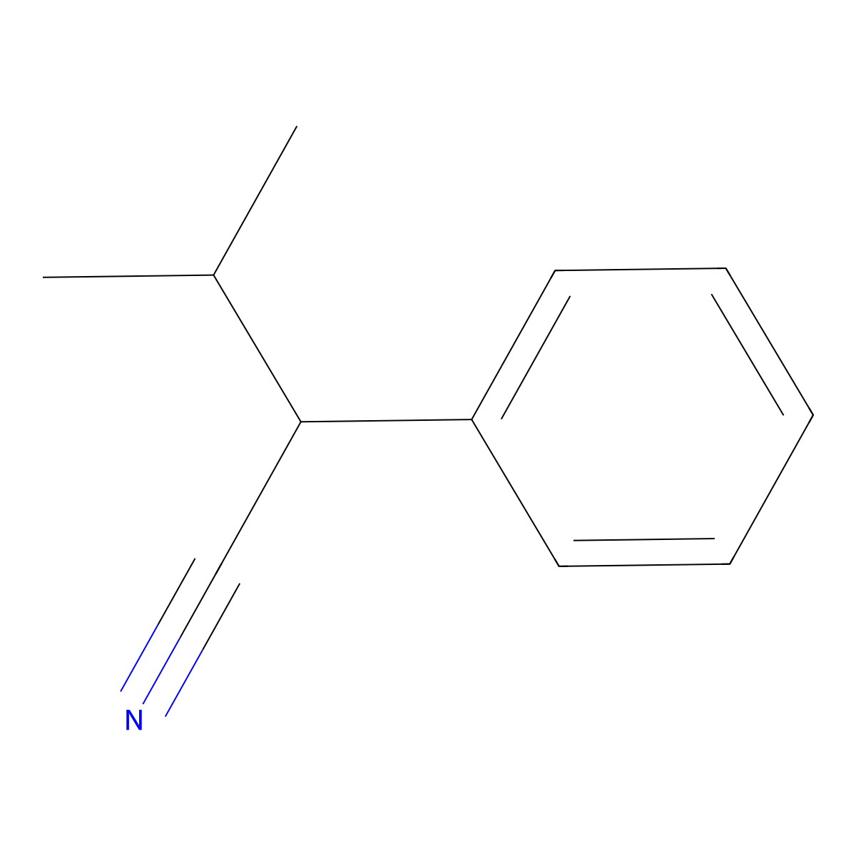 3-Methyl-2-phenylbutanenitrile molecular structure, CAS 5558-29-2