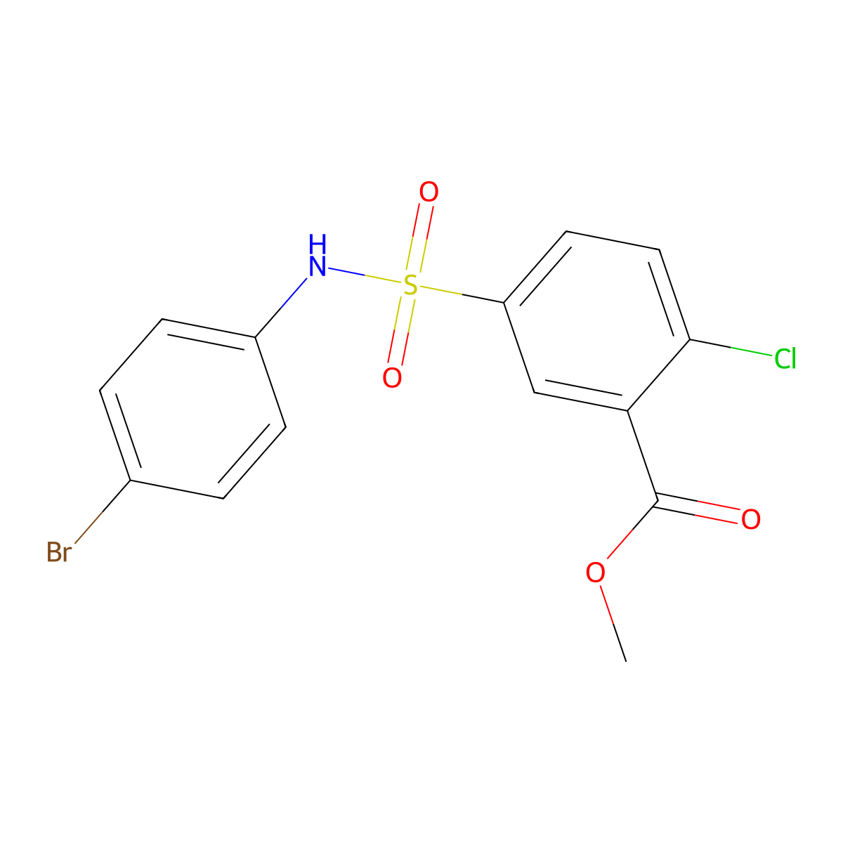 Methyl 5-[(4-bromophenyl)sulfamoyl]-2-chlorobenzoate molecular structure, CAS 5558-44-1