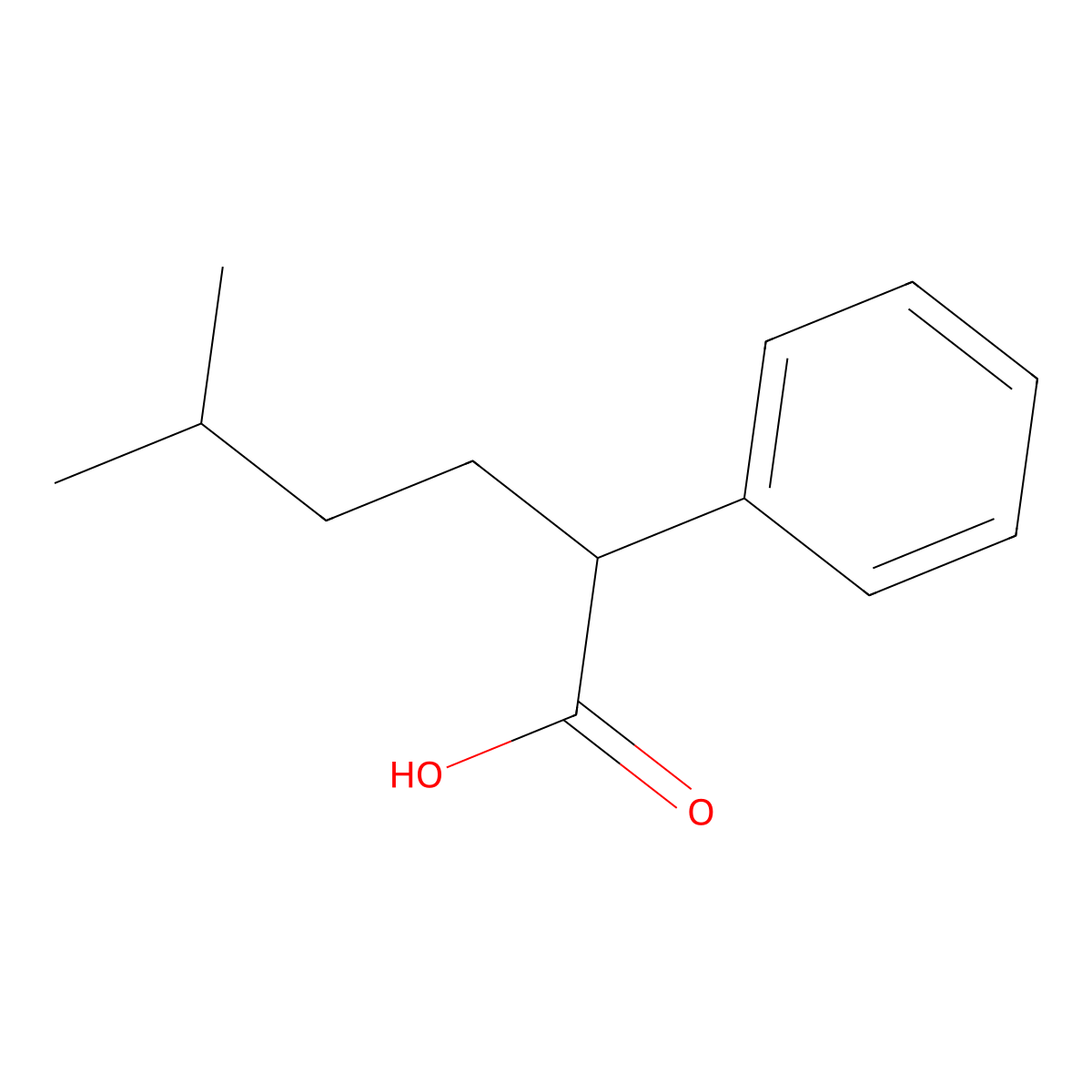 5-Methyl-2-phenylhexanoic acid molecular structure, CAS 5558-48-5
