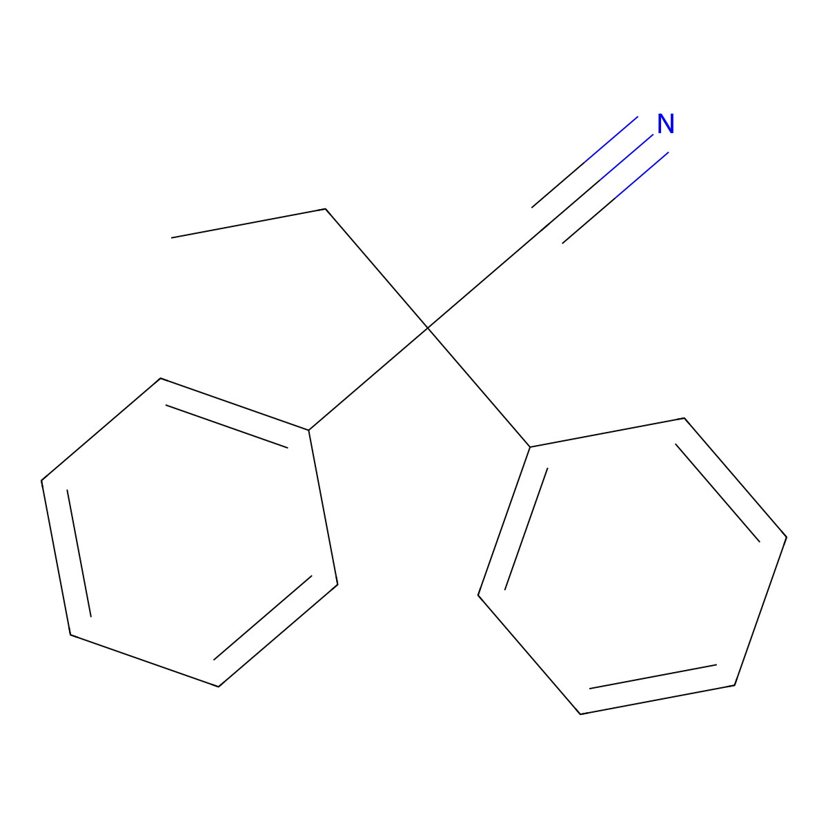 2,2-Diphenylbutyronitrile molecular structure, CAS 5558-68-9