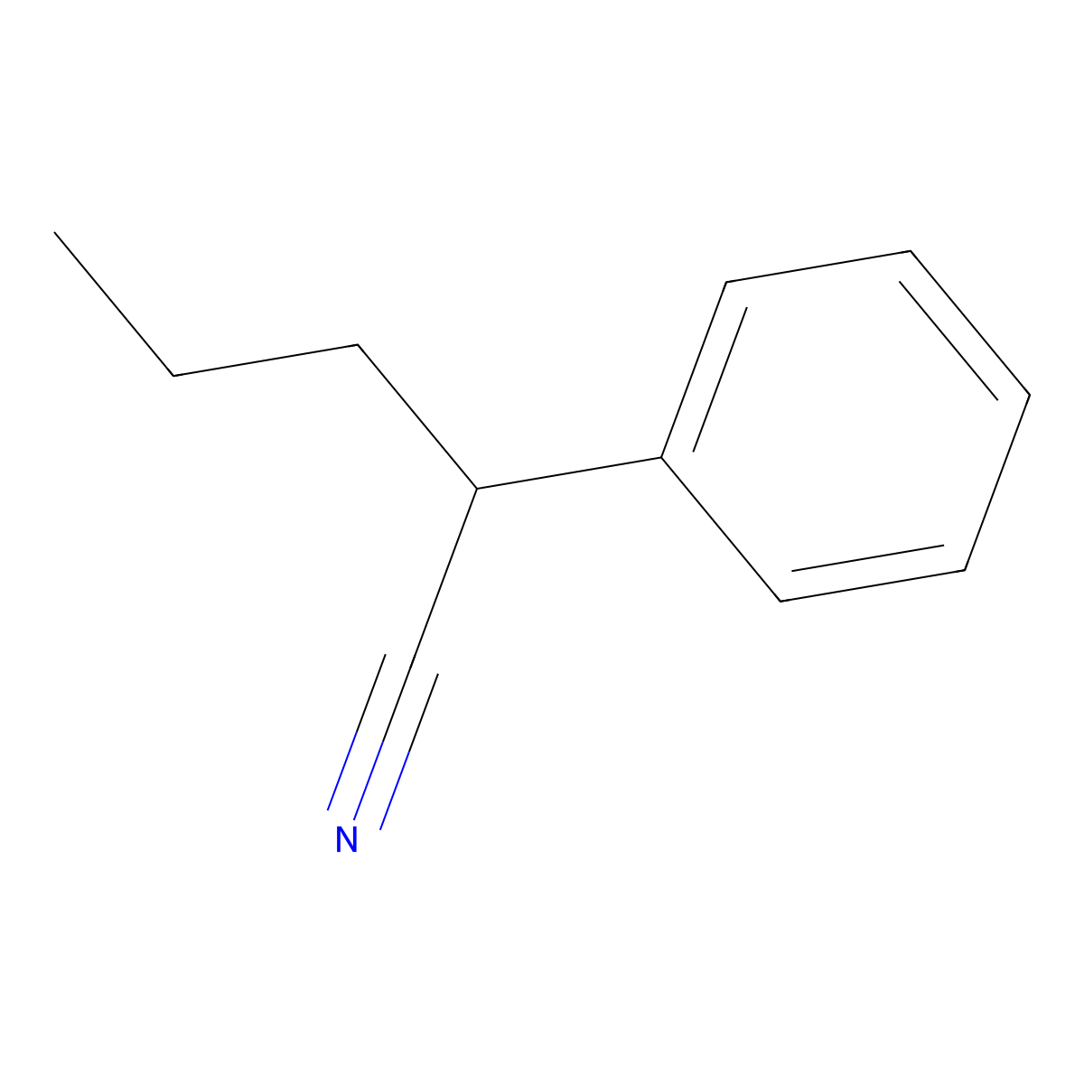 2-Phenylvaleronitrile molecular structure, CAS 5558-78-1