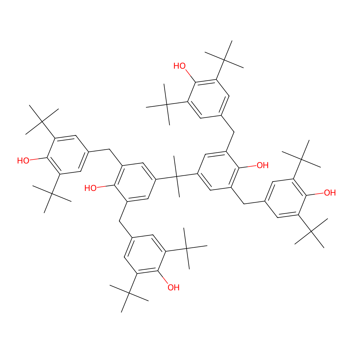 4,4'-(1-Methylethylidene)bis[2,6-bis[[3,5-bis(1,1-dimethylethyl)-4-hydroxyphenyl]methyl]phenol molecular structure, CAS 55582-33-7