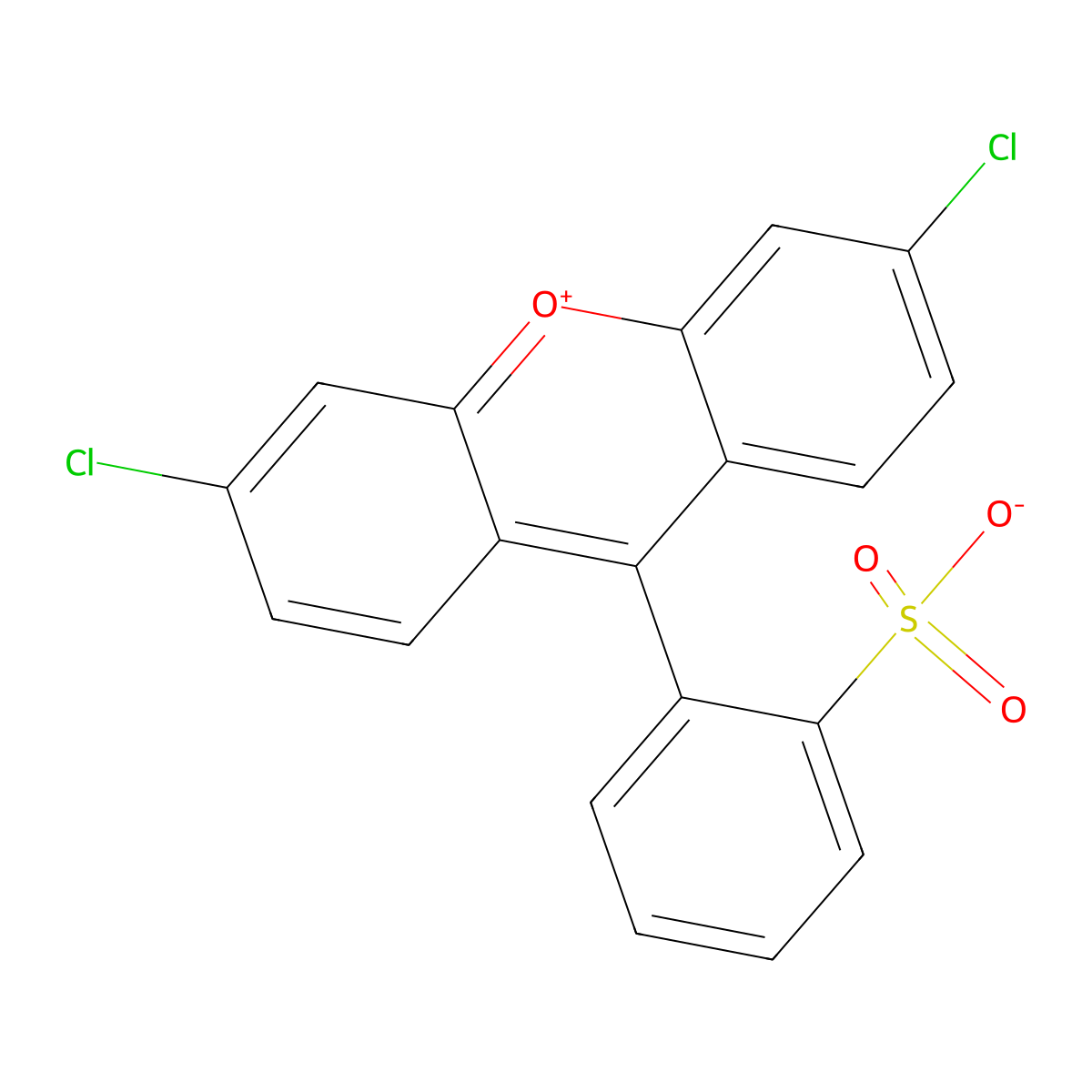 xanthylium, 3,6-dichloro-9-(2-sulfophenyl)-, inner salt molecular structure, CAS 55584-09-3