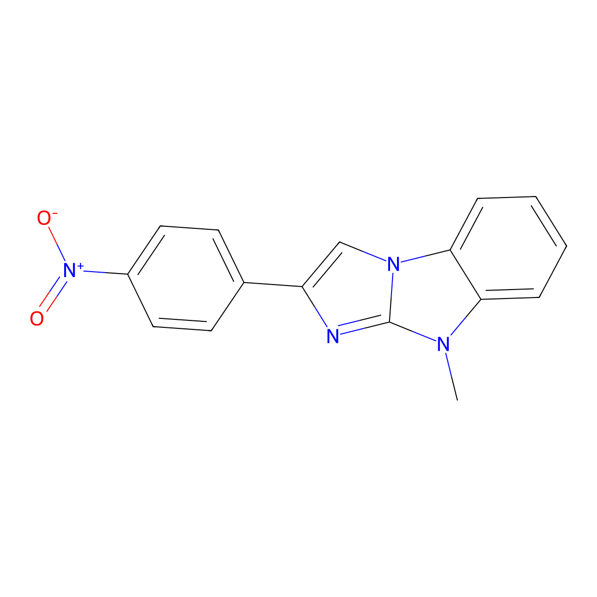 9-methyl-2-(4-nitrophenyl)-9H-imidazo[1,2-a]benzimidazole molecular structure, CAS 55589-09-8