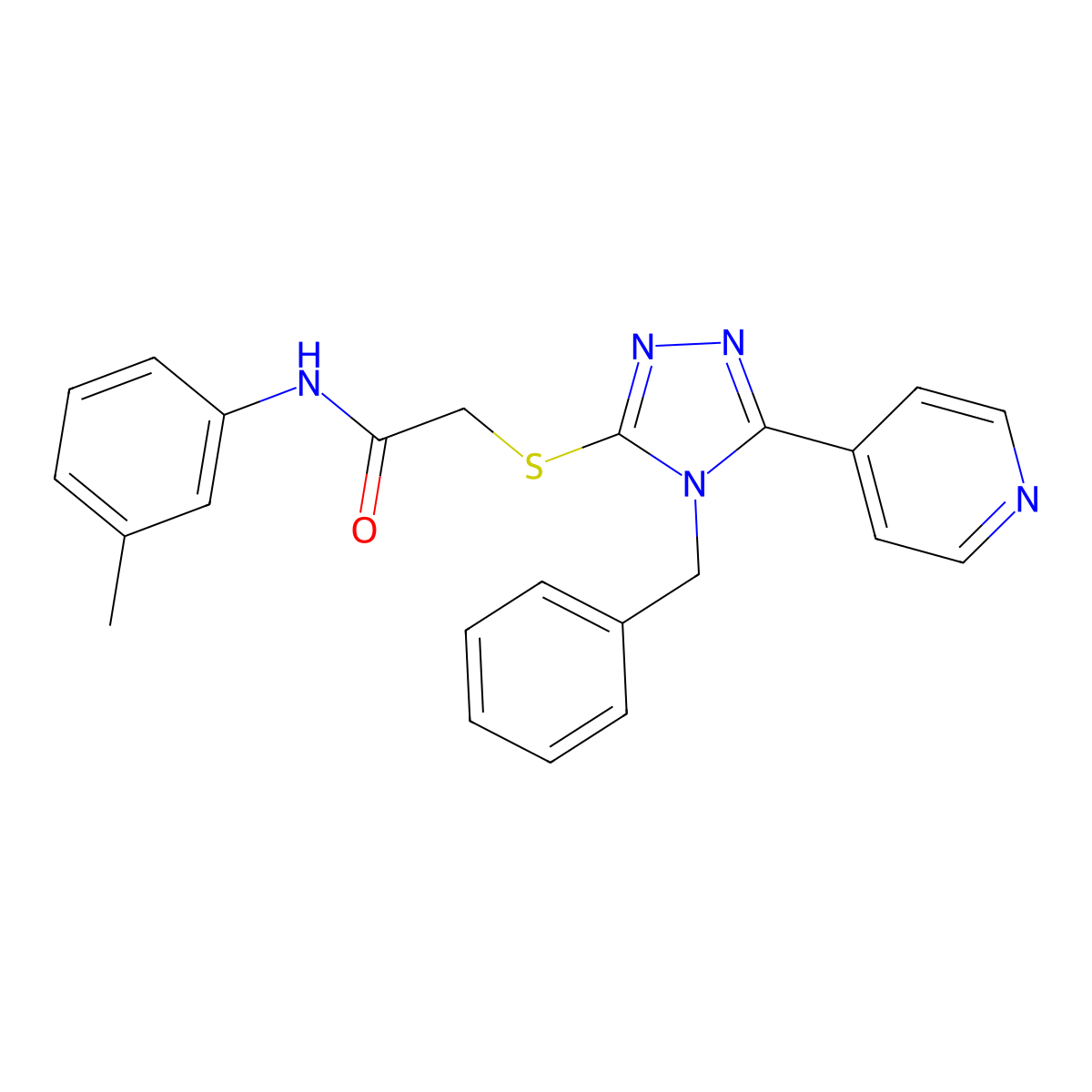 2-[(4-benzyl-5-pyridin-4-yl-1,2,4-triazol-3-yl)sulfanyl]-N-(3-methylphenyl)acetamide molecular structure, CAS 5559-46-6